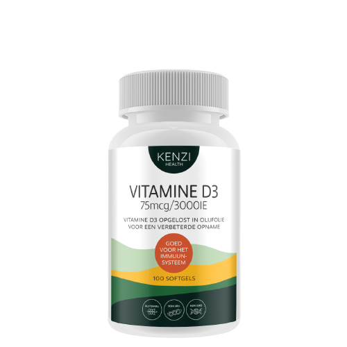 Vitamine D3 – 75 mcg: 3000iu (Kenzi) 100 softgels